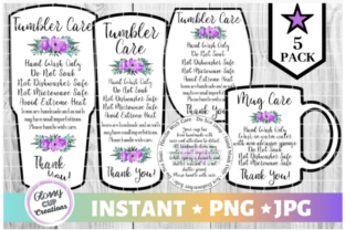 Evaluating Tumbler Care Cards - Purple Floral for Your Custom Drinkware Business