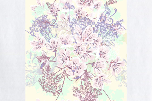 Fabric Floral Design Pattern in Vintage: Elevating Projects with Soft Pink Vector Art