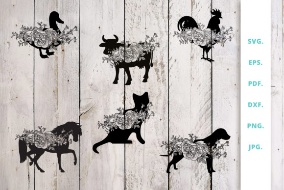 Floral Farm Animal Bundle: Versatile SVG Designs