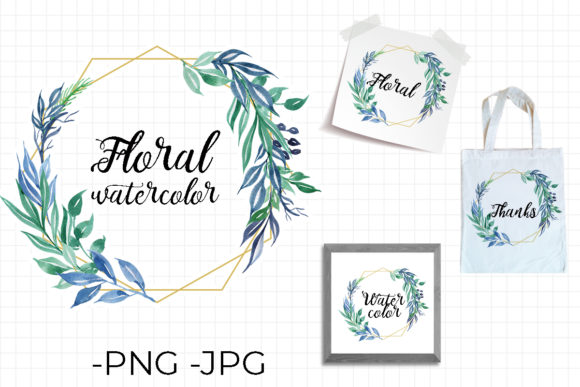Sky Blues Watercolor Leaf Floral Frame Design Guide