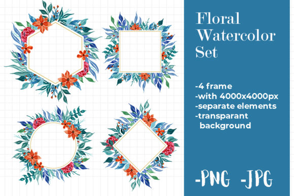Strategic Application of the Blues Watercolor Leaf Floral Frame Set in Professional Design